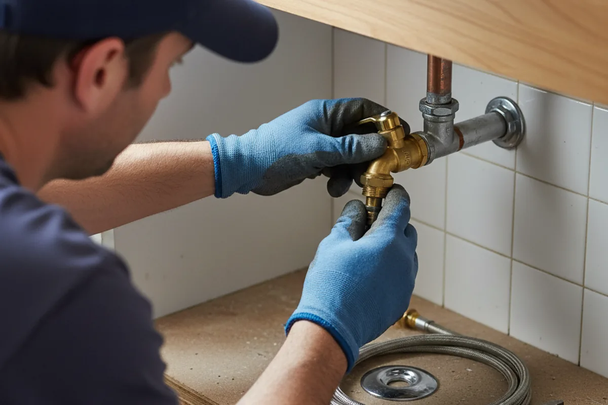 Shutoff valve and fitting work during Faucet and Fixture Repair in Woodward